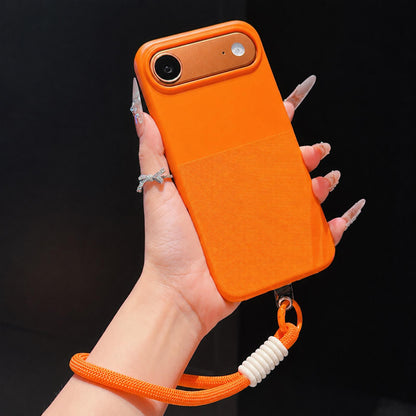 For iPhone Air Imitation Dot-texture TPU Phone Case with Strap - Orange - SYA003421004B