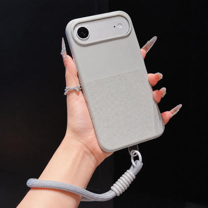 For iPhone Air Imitation Dot-texture TPU Phone Case with Strap - Gray - SYA003421004C