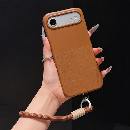 For iPhone Air Imitation Dot-texture TPU Phone Case with Strap - Brown - SYA003421004D