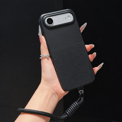 For iPhone Air Imitation Dot-texture TPU Phone Case with Strap - Black - SYA003421004E