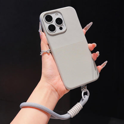 For iPhone 13 Pro Imitation Dot-texture TPU Phone Case with Strap - Gray - SYA003421018C
