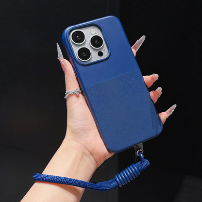 For iPhone 12 Pro Imitation Dot-texture TPU Phone Case with Strap - Blue - SYA003421022A