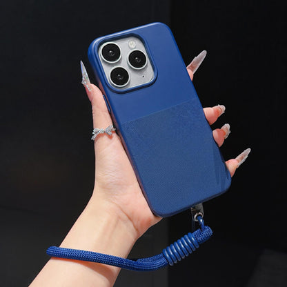 For iPhone 11 Pro Max Imitation Dot-texture TPU Phone Case with Strap - Blue - SYA003421023A