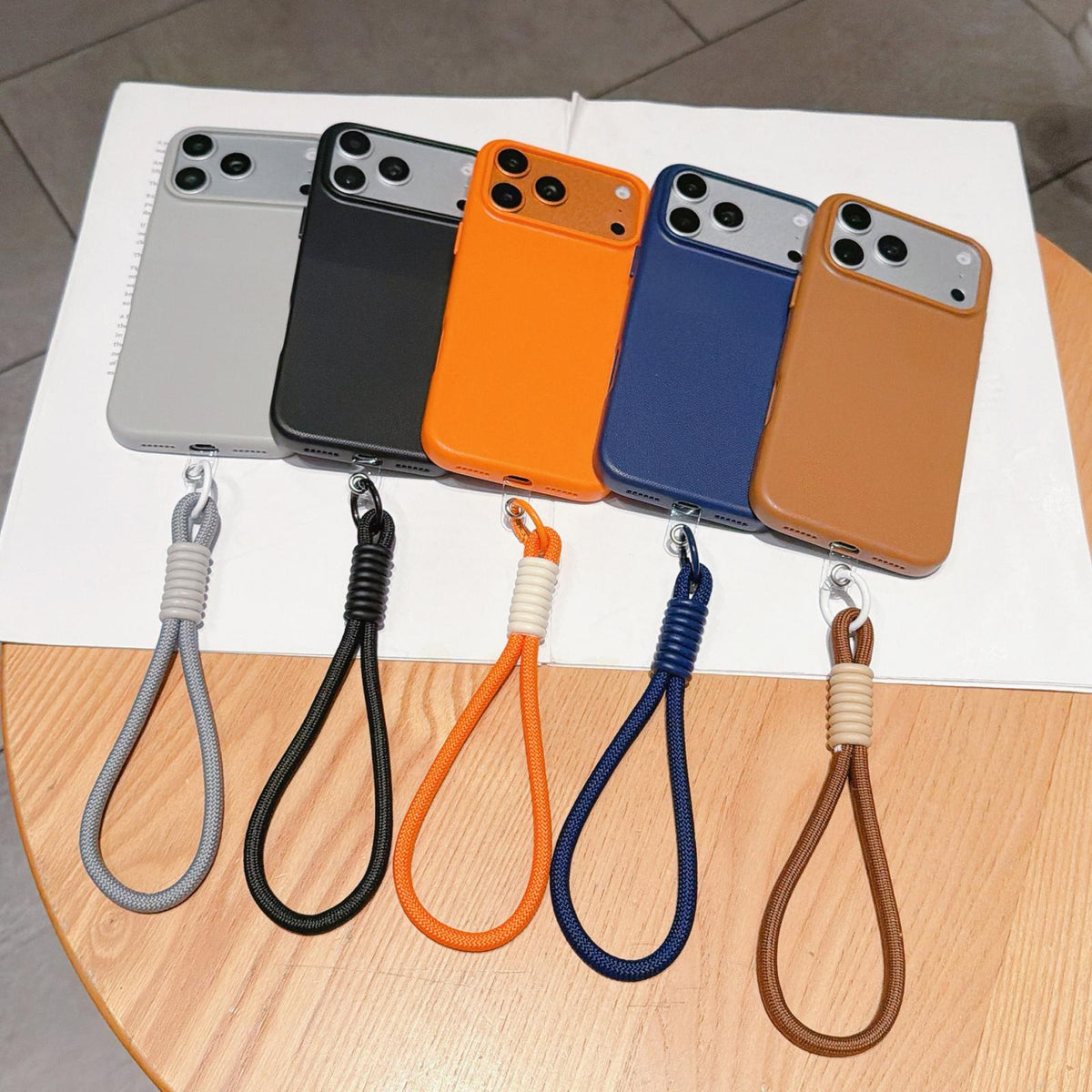 For iPhone 13 Pro Max Imitation Dot-texture TPU Phone Case with Strap - Orange - SYA003421017B