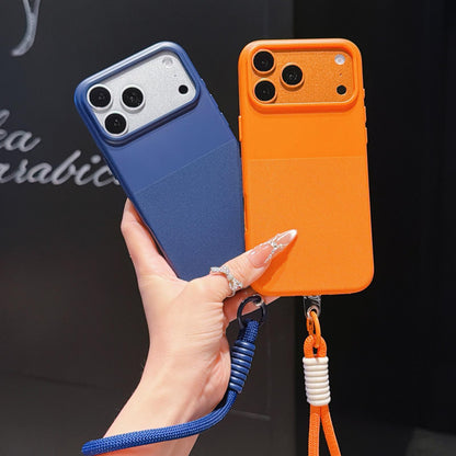 For iPhone 13 Pro Max Imitation Dot-texture TPU Phone Case with Strap - Orange - SYA003421017B