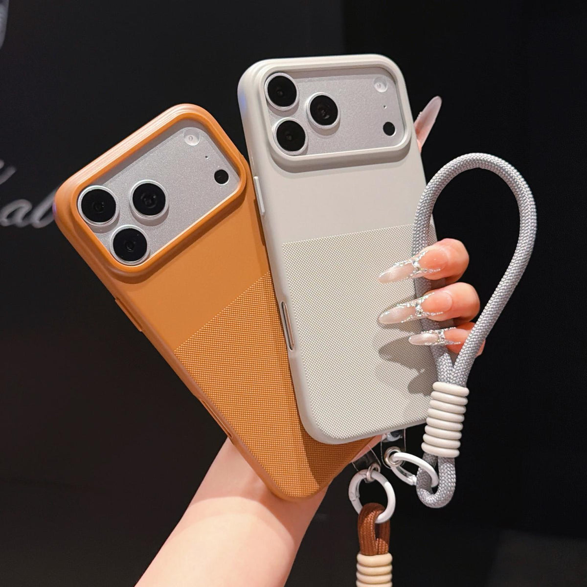 For iPhone 14 Plus Imitation Dot-texture TPU Phone Case with Strap - Blue - SYA003421013A