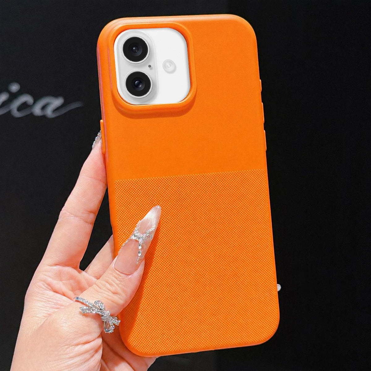For iPhone 17 Imitation Dot-texture TPU Phone Case - Orange - SYA003421103B