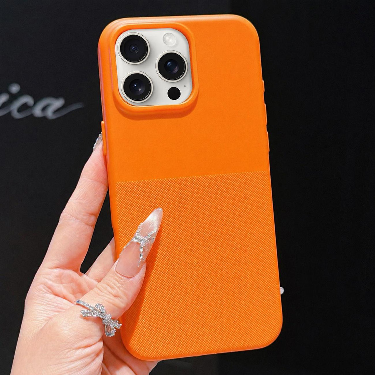 For iPhone 15 Pro Max Imitation Dot-texture TPU Phone Case - Orange - SYA003421109B