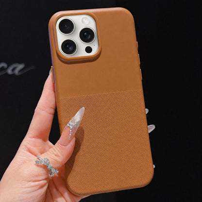 For iPhone 15 Pro Max Imitation Dot-texture TPU Phone Case - Brown - SYA003421109D