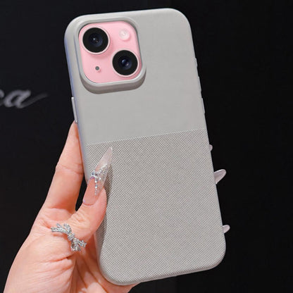 For iPhone 15 Imitation Dot-texture TPU Phone Case - Gray - SYA003421112C