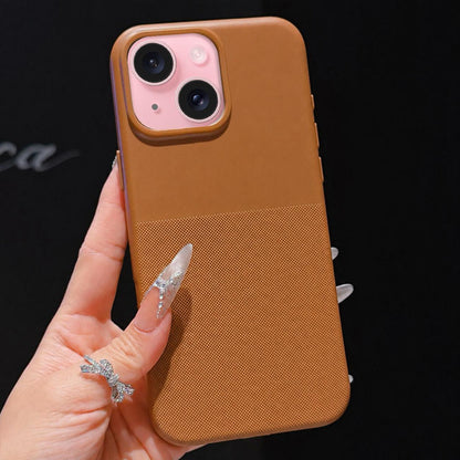 For iPhone 15 Imitation Dot-texture TPU Phone Case - Brown - SYA003421112D