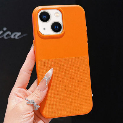 For iPhone 14 Plus Imitation Dot-texture TPU Phone Case - Orange - SYA003421113B