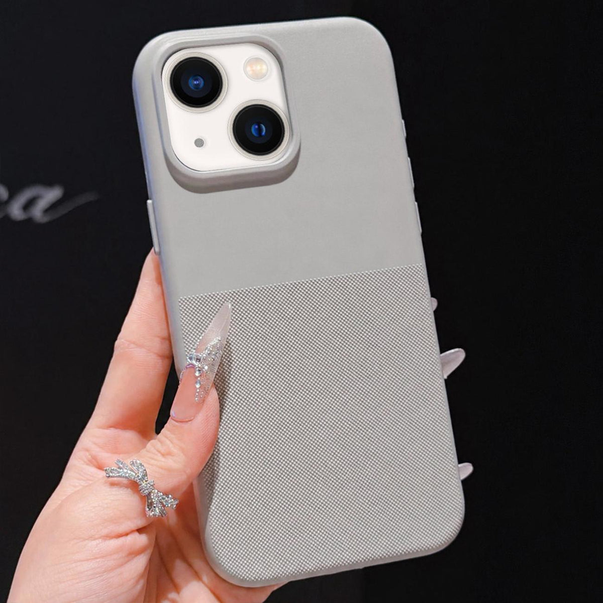 For iPhone 14 Imitation Dot-texture TPU Phone Case - Gray - SYA003421114C