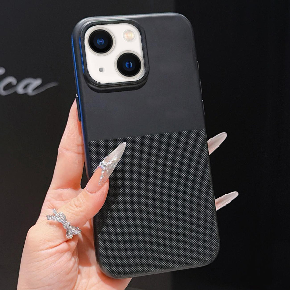 For iPhone 14 Imitation Dot-texture TPU Phone Case - Black - SYA003421114E