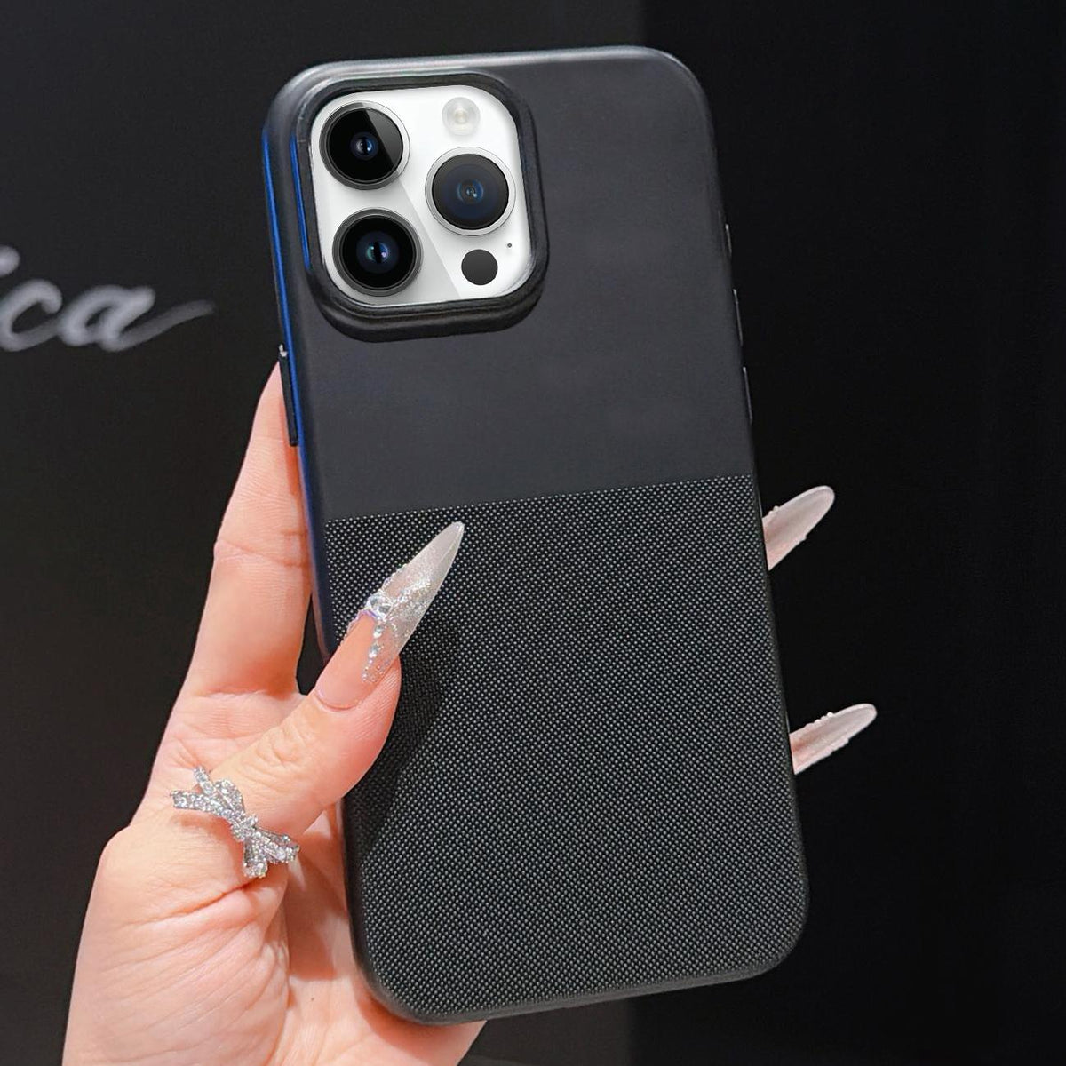 For iPhone 14 Pro Imitation Dot-texture TPU Phone Case - Black - SYA003421115E