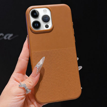 For iPhone 14 Pro Max Imitation Dot-texture TPU Phone Case - Brown - SYA003421116D