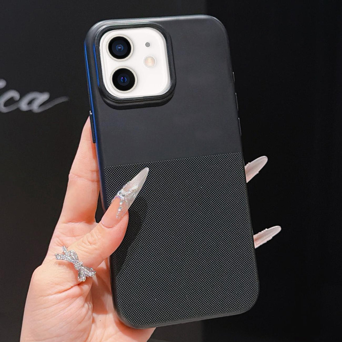 For iPhone 12 Imitation Dot-texture TPU Phone Case - Black - SYA003421120E
