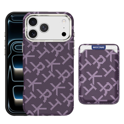 For iPhone 17 Pro Max MOCOME Aramid Fabric Texture Card Bag Magnetic Phone Case - Purple - SYA003421201A