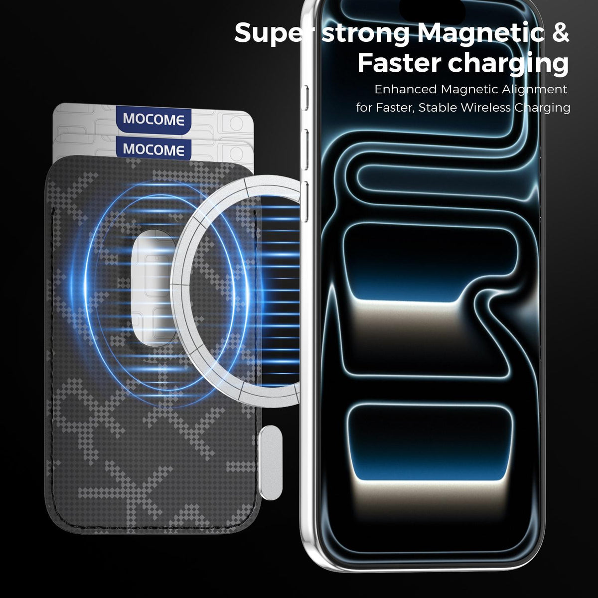 For iPhone 17 Pro Max MOCOME Aramid Fabric Texture Card Bag Magnetic Phone Case - Black - SYA003421201B