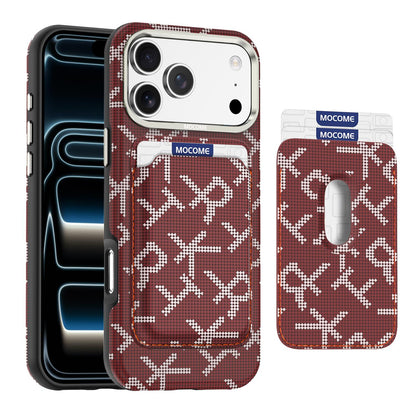 For iPhone 17 Pro Max MOCOME Aramid Fabric Texture Card Bag Magnetic Phone Case - Red - SYA003421201C