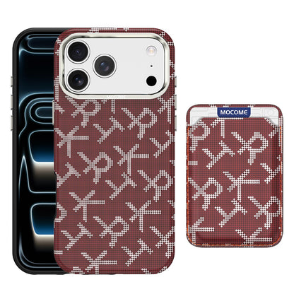 For iPhone 17 Pro Max MOCOME Aramid Fabric Texture Card Bag Magnetic Phone Case - Red - SYA003421201C