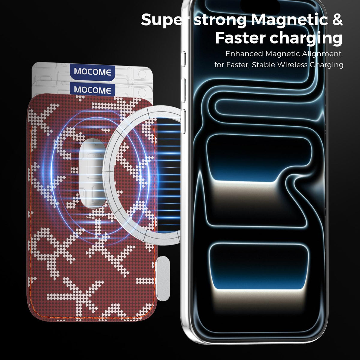 For iPhone 17 Pro Max MOCOME Aramid Fabric Texture Card Bag Magnetic Phone Case - Red - SYA003421201C