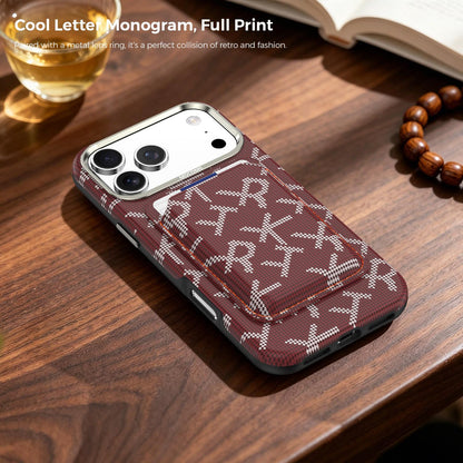 For iPhone 17 Pro Max MOCOME Aramid Fabric Texture Card Bag Magnetic Phone Case - Red - SYA003421201C