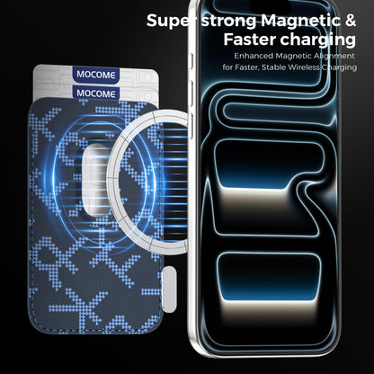 For iPhone 17 Pro Max MOCOME Aramid Fabric Texture Card Bag Magnetic Phone Case - Blue - SYA003421201D