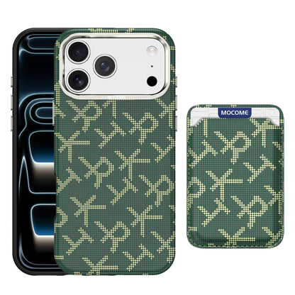 For iPhone 17 Pro Max MOCOME Aramid Fabric Texture Card Bag Magnetic Phone Case - Green - SYA003421201E