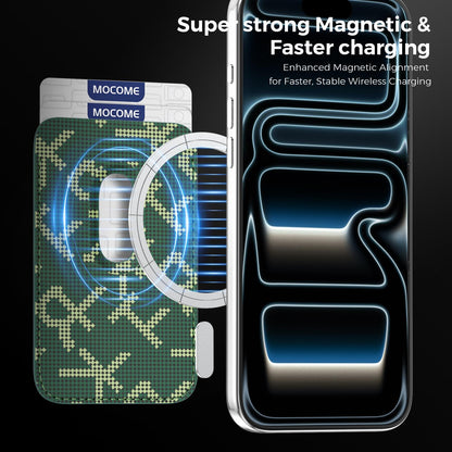 For iPhone 17 Pro Max MOCOME Aramid Fabric Texture Card Bag Magnetic Phone Case - Green - SYA003421201E