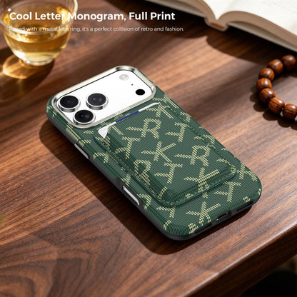 For iPhone 17 Pro Max MOCOME Aramid Fabric Texture Card Bag Magnetic Phone Case - Green - SYA003421201E
