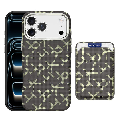 For iPhone 17 Pro Max MOCOME Aramid Fabric Texture Card Bag Magnetic Phone Case - Brown - SYA003421201F