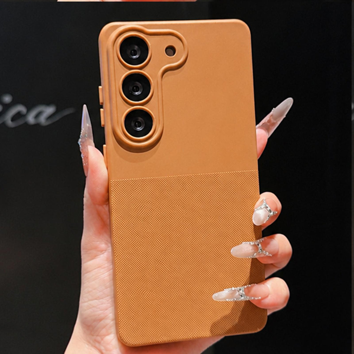 For Galaxy S23 5G Imitation Dot-texture TPU Phone Case - Brown - SYA003421401D