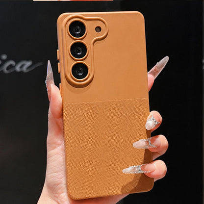 For Galaxy S23 5G Imitation Dot-texture TPU Phone Case - Brown - SYA003421401D
