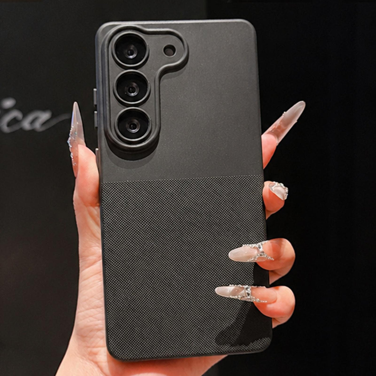 For Galaxy S23 5G Imitation Dot-texture TPU Phone Case - Black - SYA003421401E