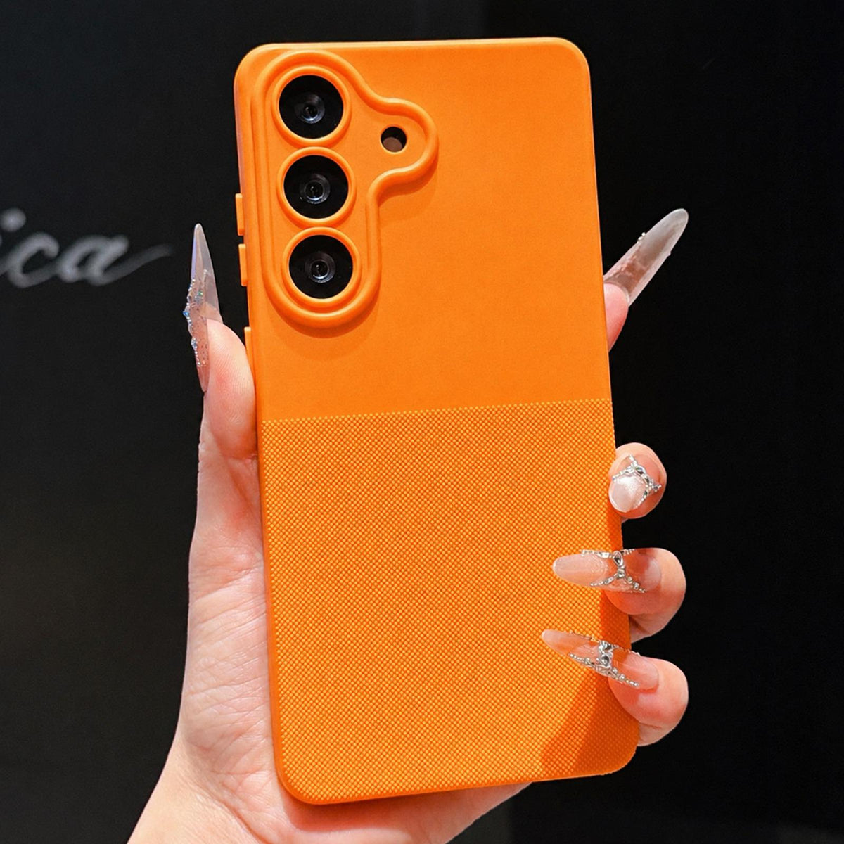 For Galaxy S23 FE 5G Imitation Dot-texture TPU Phone Case - Orange - SYA003421402B