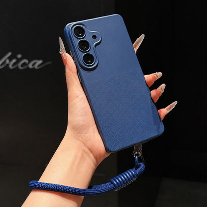 For Galaxy S24 5G Imitation Dot-texture TPU Phone Case with Strap - Blue - SYA003421517A