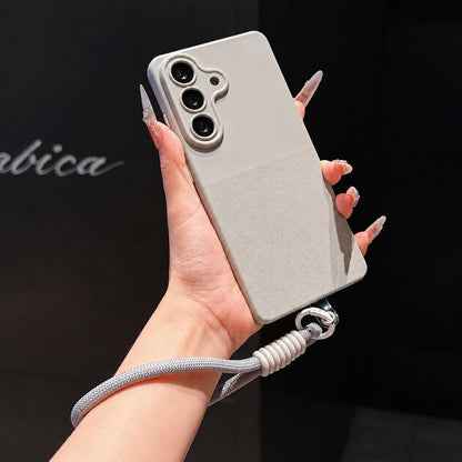 For Galaxy S23 FE 5G Imitation Dot-texture TPU Phone Case with Strap - Gray - SYA003421518C