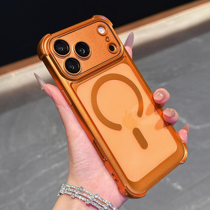 For iPhone 17 Pro Max Electroplated Matte Acrylic Magnetic Phone Case - Orange - SYA003421801B