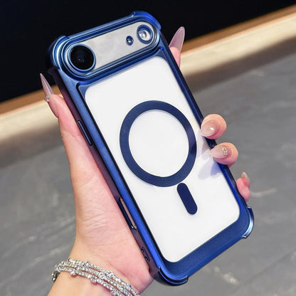 For iPhone Air Electroplated Matte Acrylic Magnetic Phone Case - Blue - SYA003421804A