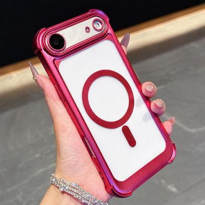For iPhone Air Electroplated Matte Acrylic Magnetic Phone Case - Gray - SYA003421804C