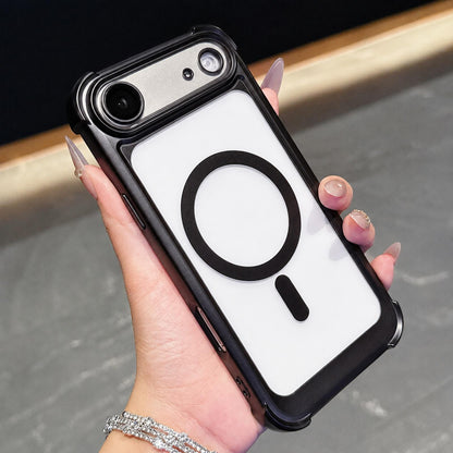 For iPhone Air Electroplated Matte Acrylic Magnetic Phone Case - Black - SYA003421804E