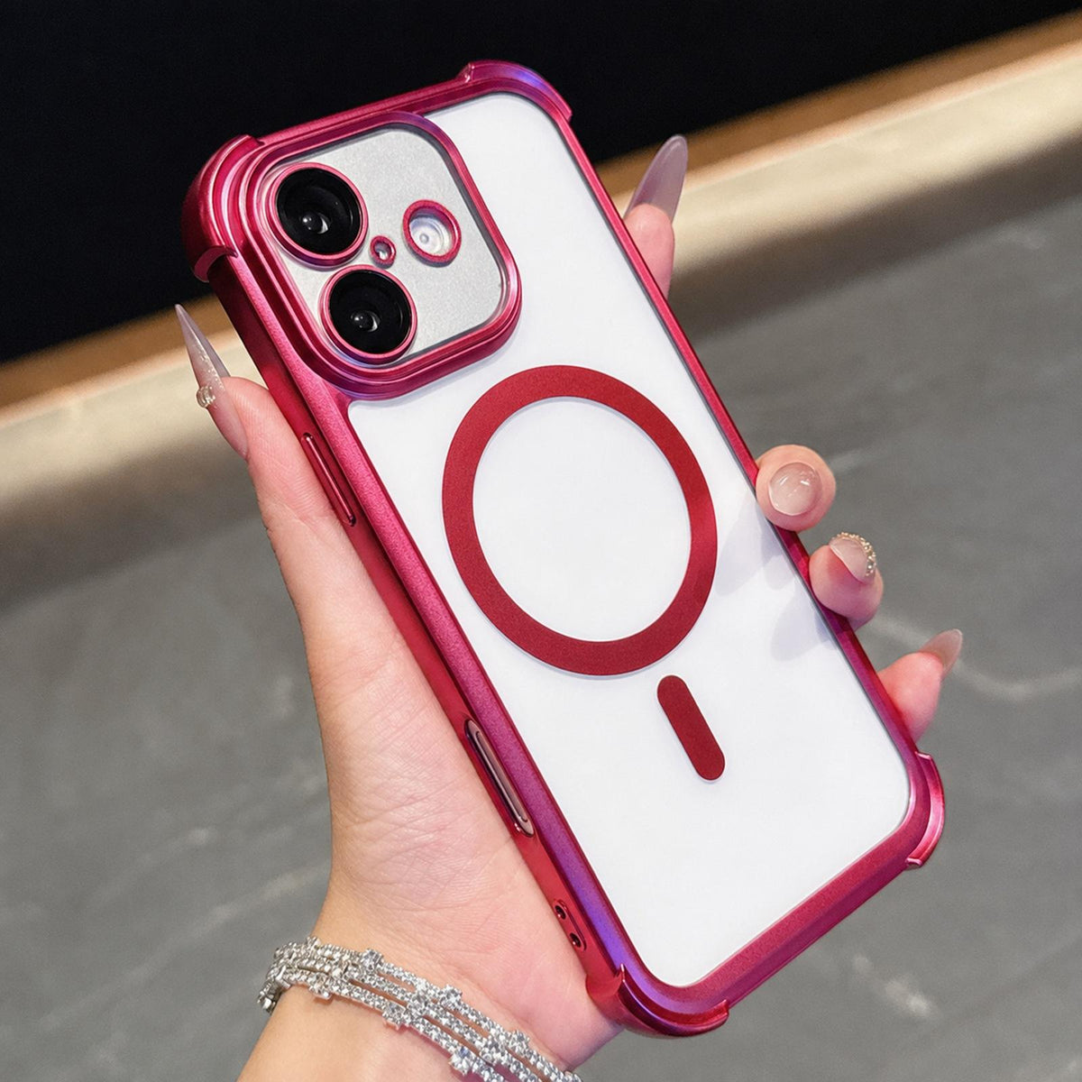 For iPhone 16 Electroplated Matte Acrylic Magnetic Phone Case - Gray - SYA003421808C