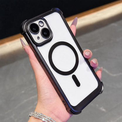 For iPhone 14 Plus Electroplated Matte Acrylic Magnetic Phone Case - Black - SYA003421813E