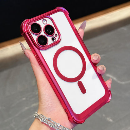 For iPhone 13 Pro Electroplated Matte Acrylic Magnetic Phone Case - Gray - SYA003421818C