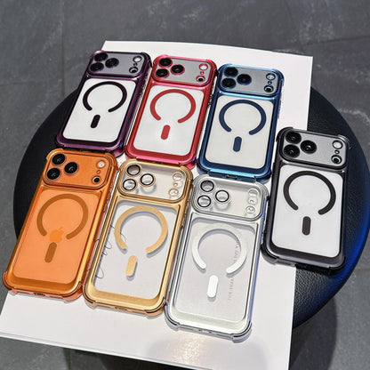 For iPhone 16 Pro Electroplated Matte Acrylic Magnetic Phone Case - Blue - SYA003421806A