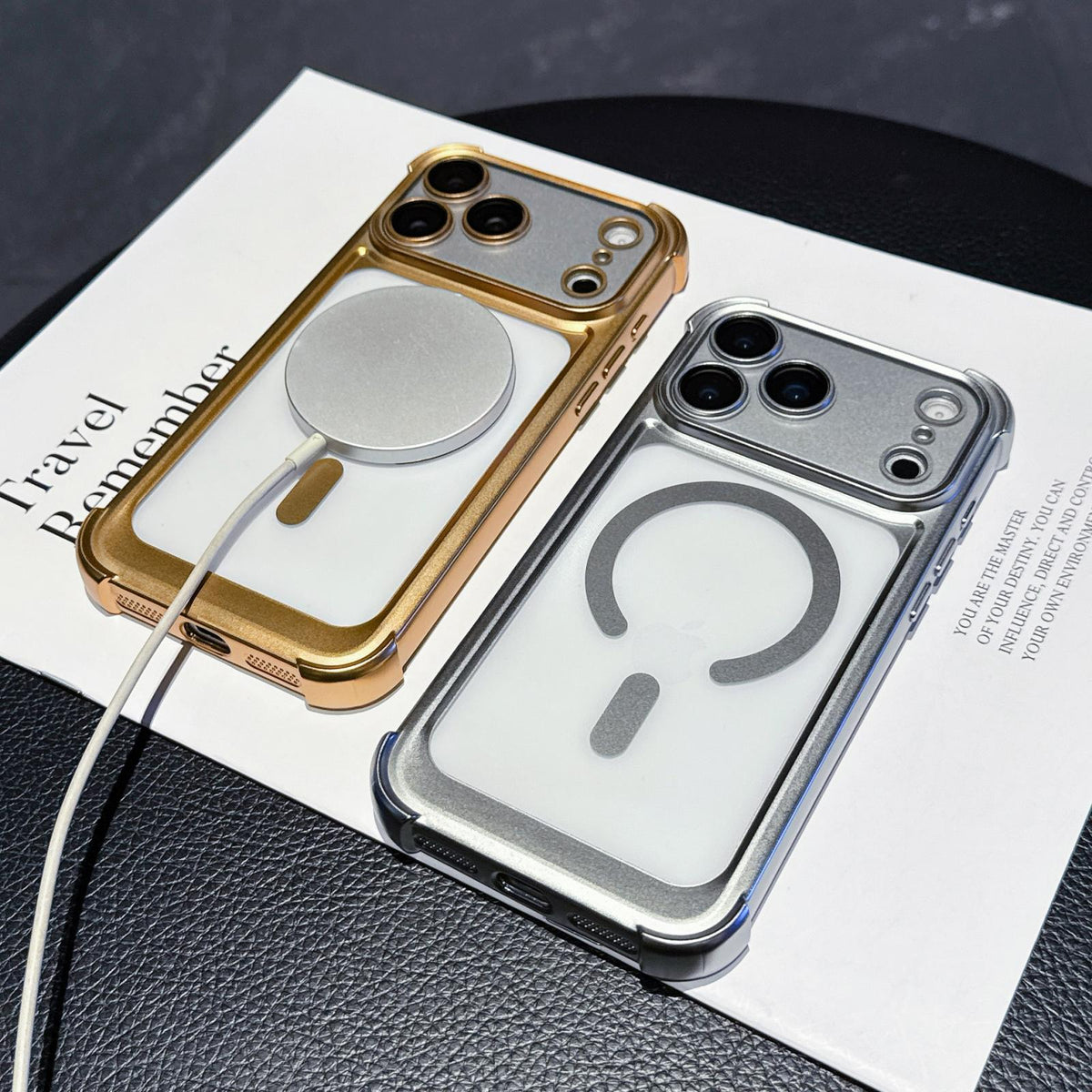 For iPhone 16 Plus Electroplated Matte Acrylic Magnetic Phone Case - Gold - SYA003421807D