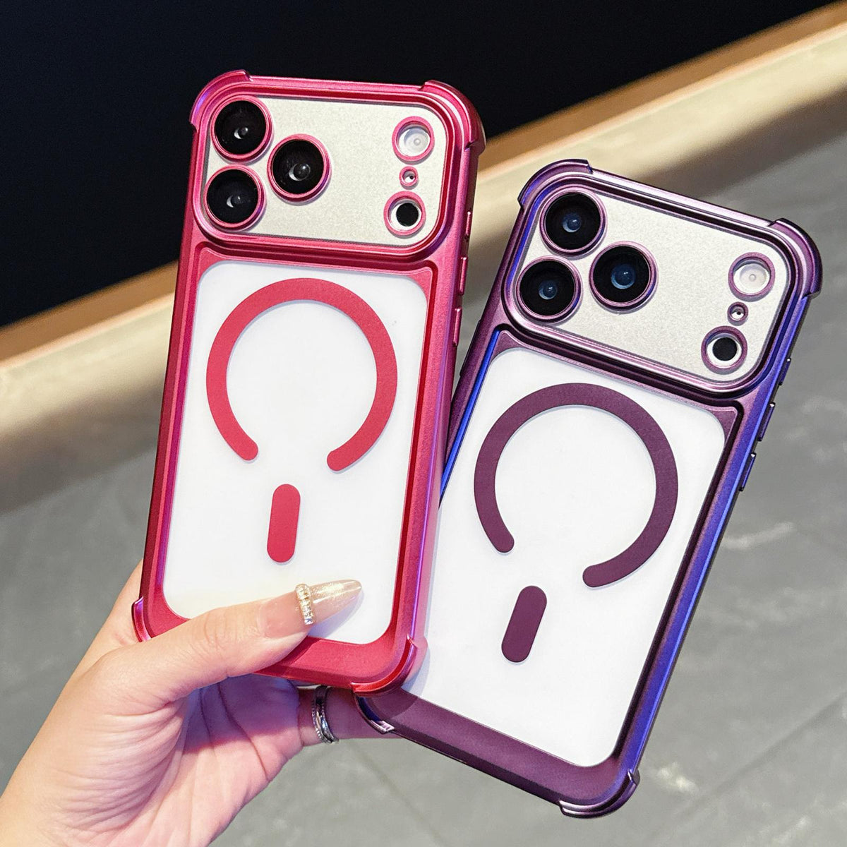 For iPhone 16 Plus Electroplated Matte Acrylic Magnetic Phone Case - Gold - SYA003421807D