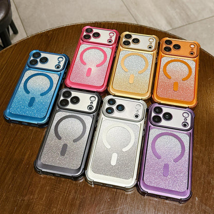 For iPhone 15 Pro Max Electroplated Gradient Glitter Matte Acrylic Magnetic Phone Case - Blue - SYA003423309A