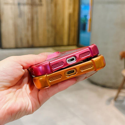 For iPhone 15 Electroplated Gradient Glitter Matte Acrylic Magnetic Phone Case - Blue - SYA003423312A